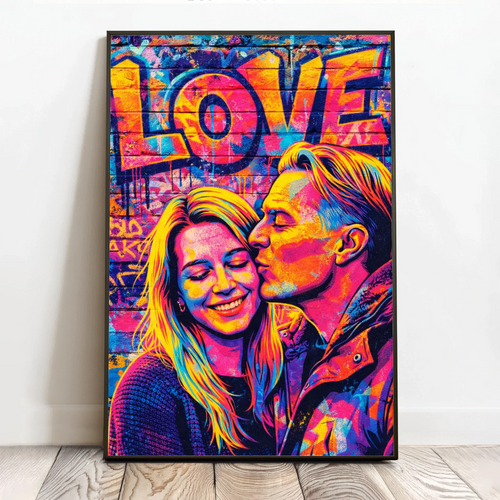 Póster personalizado Street art LOVE con efecto de street art urbano para parejas, 40x60