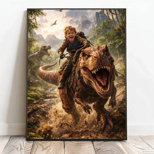 Póster personalizado Mundo olvidado con efecto fantasía, dinosaurios y diseño único para decoración infantil – Motiv 2