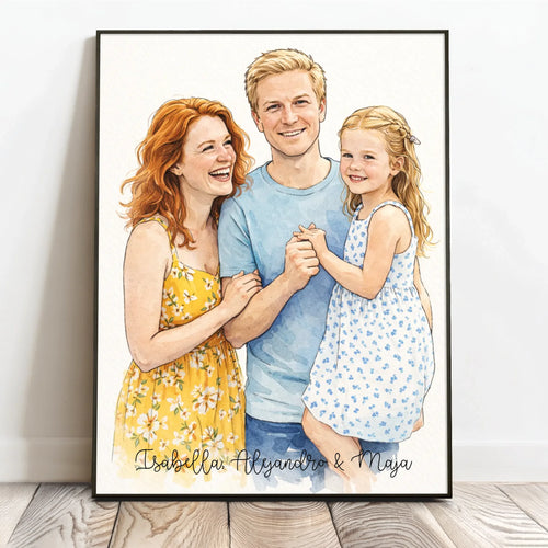 Póster personalizado familia en estilo acuarela con retrato de parejas y familiares, formato 40x60 – Motiv 2