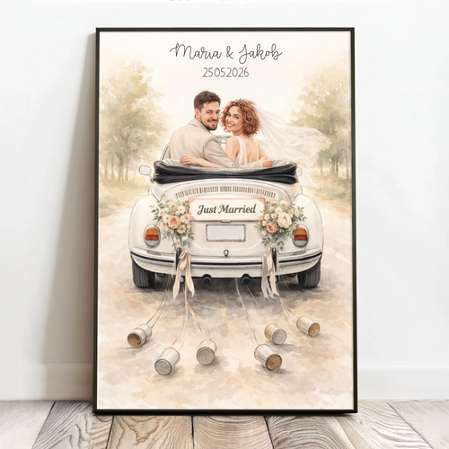 Póster personalizado para parejas con efecto acuarela, diseño 'El día más hermoso' para bodas y aniversarios, formato 40x60