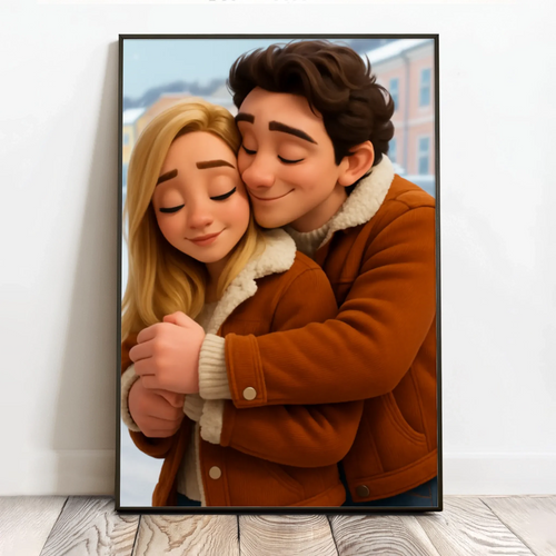 Póster personalizado 40x60 efecto 3D estilo cómic Cartoon Love para parejas – Motiv 2